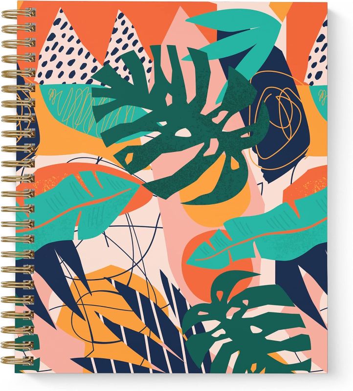 Photo 1 of Planner Yearly Monthly Weekly Daily Large Calendar Organizer by Bright Day Spiral Bound Dated Agenda Flexible Cover Notebook, June 2023 - July 2024, 9" x 7.5", Happy Planner Tropical Leaves