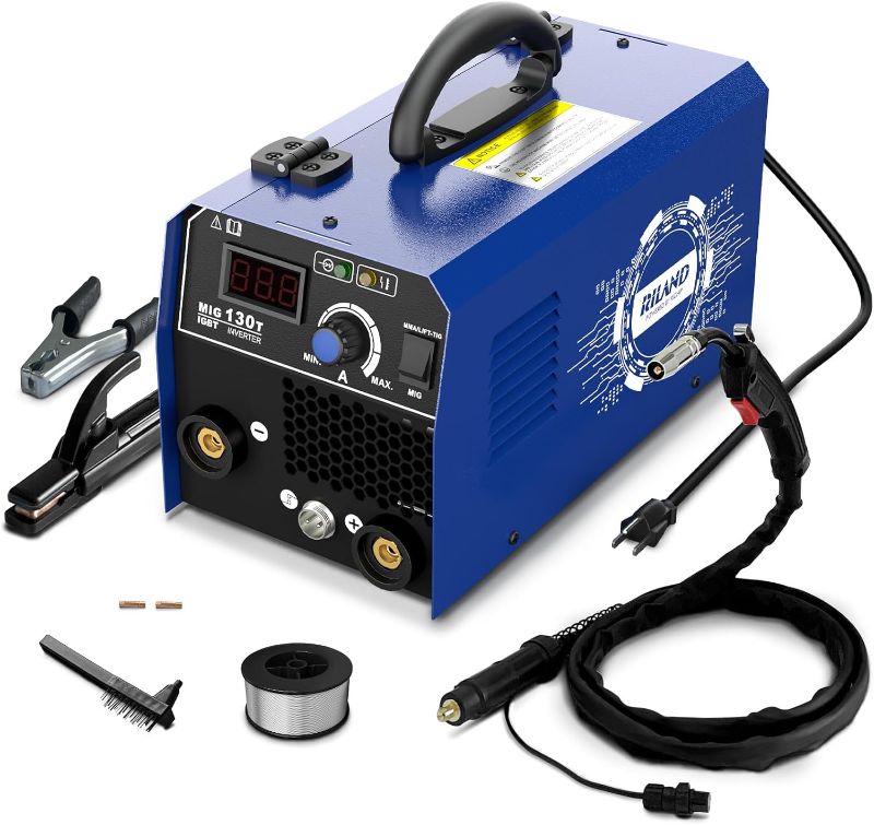 Photo 1 of 130A MIG Welder, 3-in-1 Flux Core Welder, MIG/Lift TIG/Stick Welding Machine 110v with Synergic Control, IGBT Inverter Portable Gasless Welder Equipment with Welding Gun and 1lb Welding Wire
