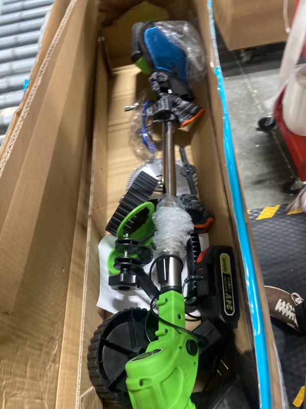 Photo 1 of **FOR PARTS ONLY** Cordless Lawn Trimmer Weed Wacker - Apiuek 21V Lawn Mower Grass Edger with 2.0Ah Li-Ion Battery Powered & 3 Cutting Blade Types, Compact Power Tool for Lawn Yard Work Green