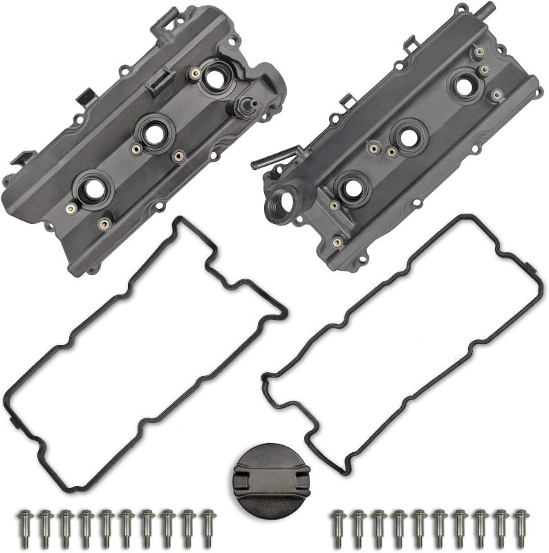 Photo 1 of MITZONE Engine Valve Cover Set with Bolts & Oil Cap & Gaskets & Spark Plug Tube Seals & PCV Valve Compatible with 2003-2008 Nissan 350Z Infiniti FX35 G35 M35 VQ35DE 3.5L Part# 13264AM600 13264AM610