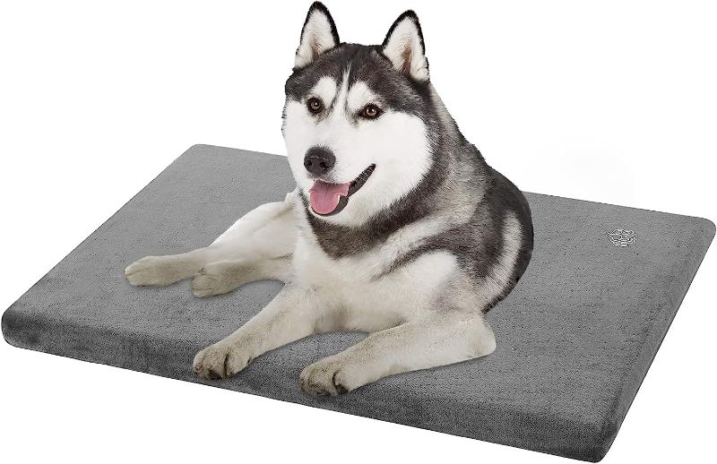 Photo 1 of  Stylish Dog Bed Mat Dog Crate Pad Mattress Reversible (Cool & Warm), Water Proof Linings, Removable Machine Washable Cover, Firm Support Pet Crate Bed for Small to XX-Large Dogs, Grey