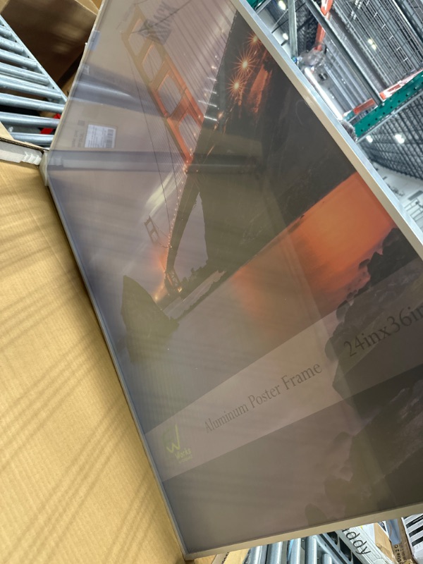 Photo 1 of FrameWorks 24” x 36” Silver Brushed Aluminum Poster Picture Frame with Plexiglass 1-Pack Silver 24"x36"