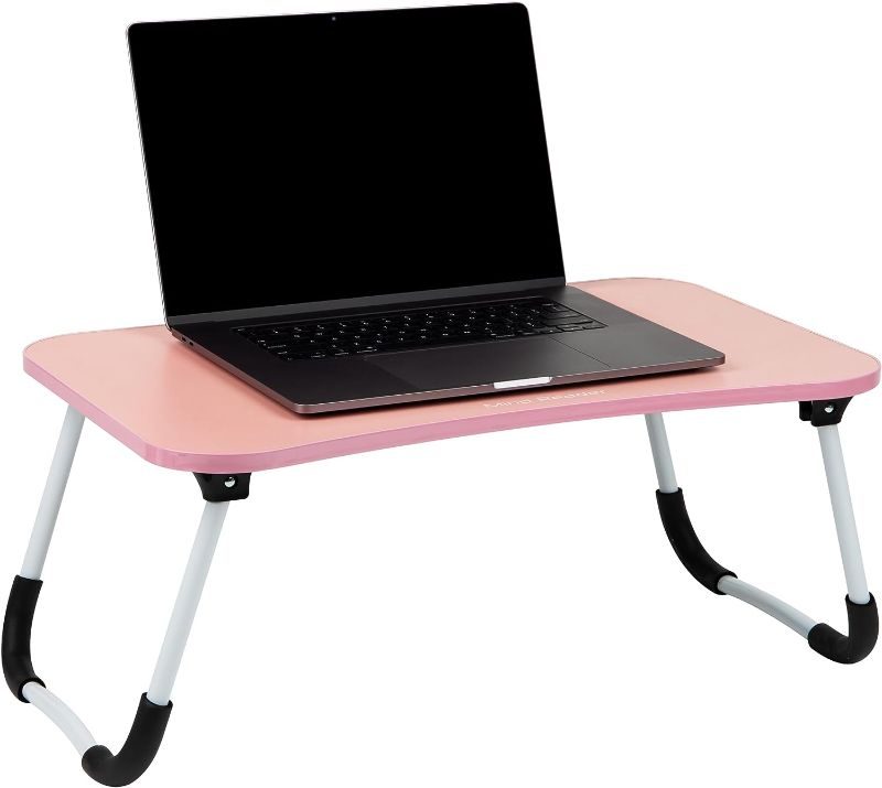Photo 1 of Mind Reader Lap Desk Laptop Stand, Bed Tray, Folding Legs, Couch Table, Portable, MDF, 23.25" L x 13.75" W x 10.5" H, Pink
