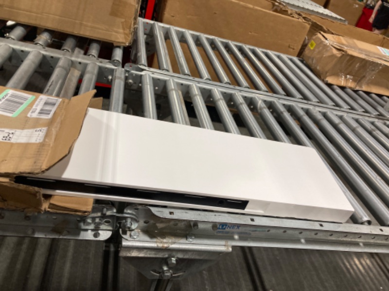 Photo 1 of Axeman Floating Shelves, 8 Inch Deep Modern Solid Wood Wall Shelves for Storage, Wall Mounted Display Shelving with Invisible Heavy-Duty Metal Bracket, 48" W x 8" D x 1.6" H, Snow White 48" W Snow White