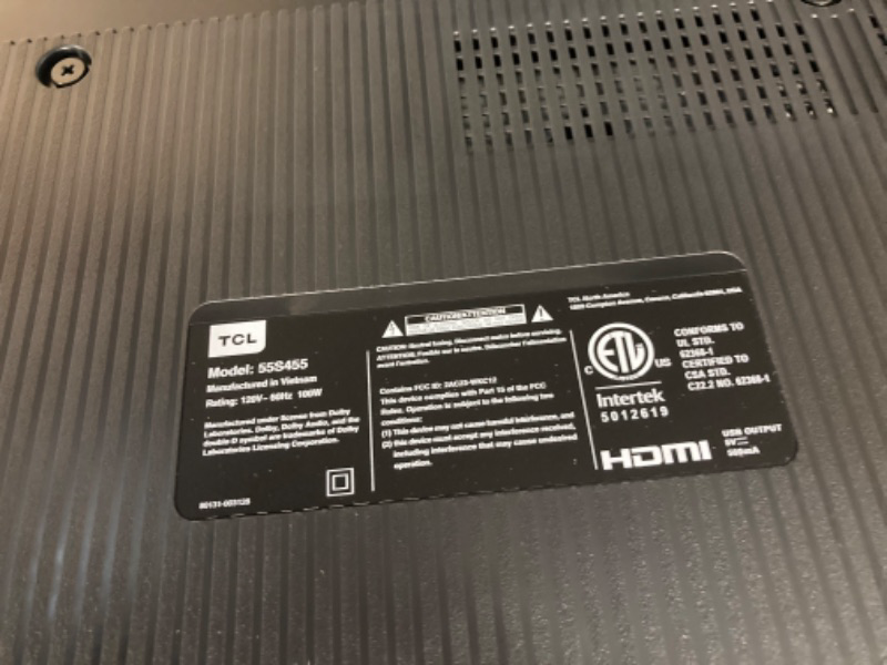 Photo 8 of TCL 55" Class 4-Series 4K UHD HDR Smart Roku TV(Wi-Fi, RF, USB, Ethernet, HDMI) - 55S455 55-inch
