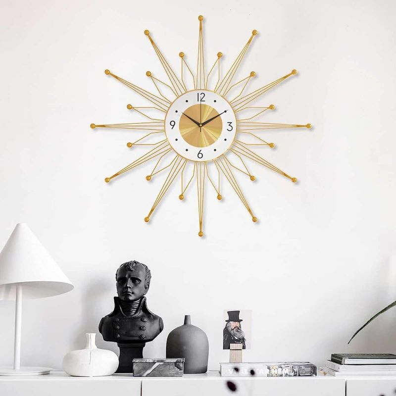 Photo 1 of 20 Inch Modern Starburst Wall Clocks Battery Operated Large Decorative Silent Wall Clocks for Living Room Kitchen Decor