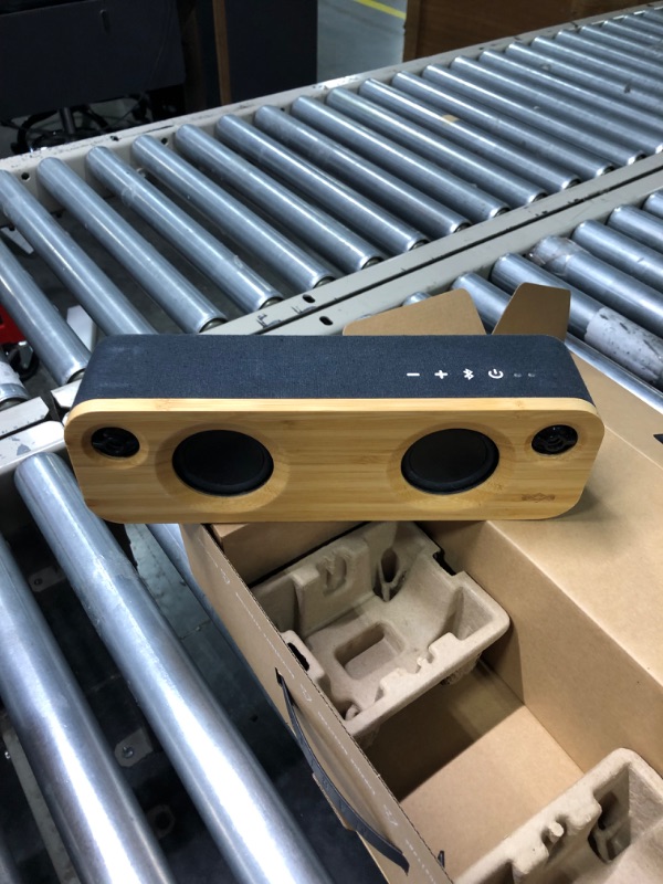 Photo 1 of **FOR PARTS**House of Marley Get Together Mini: Portable Speaker with Wireless Bluetooth Connectivity, 10 Hours of Indoor/Outdoor Playtime, and Sustainable Materials, Signature Black