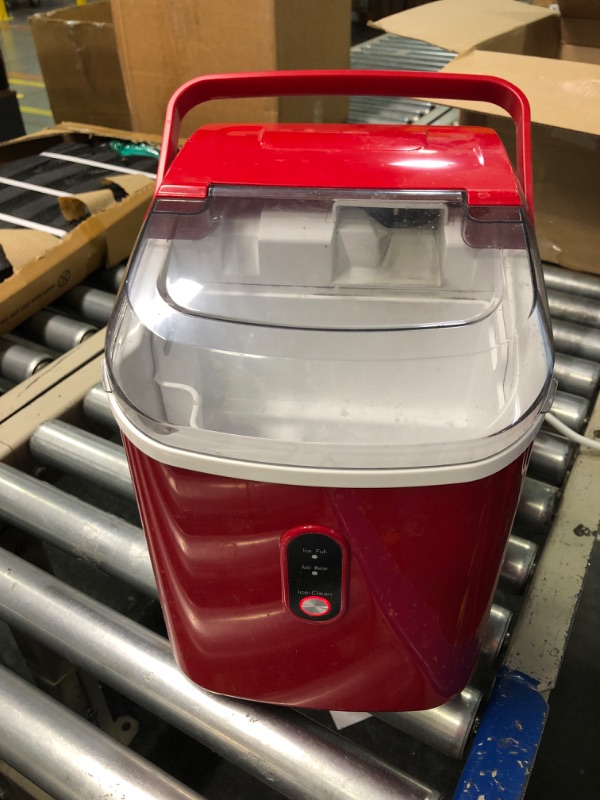 Photo 3 of **FOR PARTS**Nugget Countertop Ice Maker with Soft Chewable Pellet Ice, Pebble Portable Ice Machine, 34lbs Per Day, Self-Cleaning, Sonic Ice, One-Click Operation, Ice Scoop for Home Bar Camping RV(Red) Nugget Ice - 34lbs Red - Nugget Ice 1