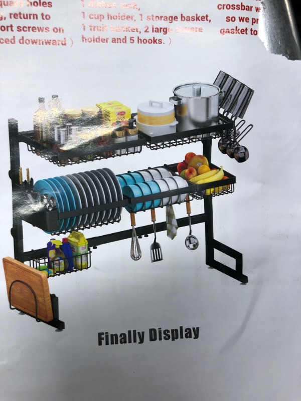 Photo 3 of Over Sink Dish Drying Rack (Expandable Height/Length) Snap-On Design Large Dish Drainer Stainless Steel Storage Counter Organizer (31-39.5L x 12W x 34-38H (inches))