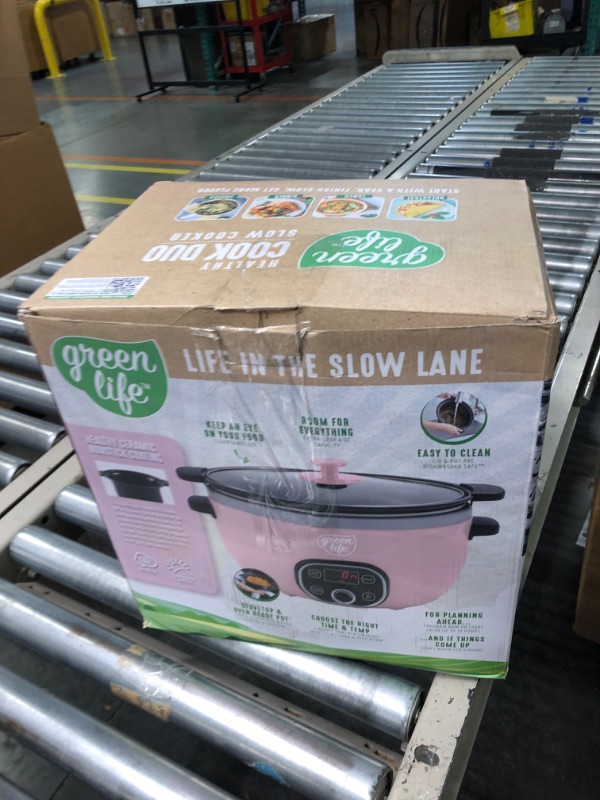 Photo 4 of *** MISSING PARTS***
 Cook Duo Healthy Ceramic Nonstick 6QT Slow Cooker, PFAS-Free, Digital Timer, Dishwasher Safe Parts, Soft Pink 6QT Slow Cooker PFAS-Free Soft Pink