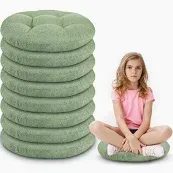 Photo 1 of 15 Inch Round Floor Cushions for Kids and Toddlers, Flexible Seating for Classroom Furniture 3.5 Inch Thick Floor Pillow for Home, Daycare, Preschool, Yoga and Meditation (Green, 8) Green 8