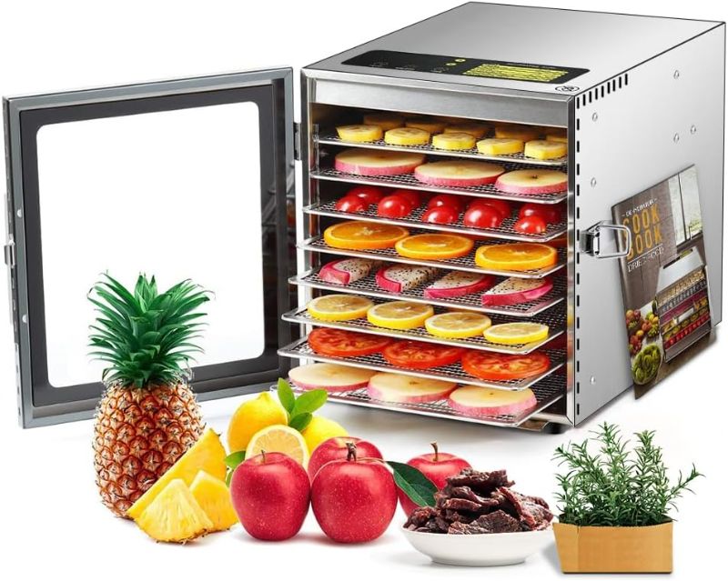 Photo 1 of Cercker Food-Dehydrator Machine 8 Stainless Steel Trays, 500W Dehydrator for Herbs, Jerky Dehydrator for Meat, 190ºF Mushroom Dehydrator, 24H Timer Fruits Dehydrator, Veggies, Yogurt & Dog Treats
