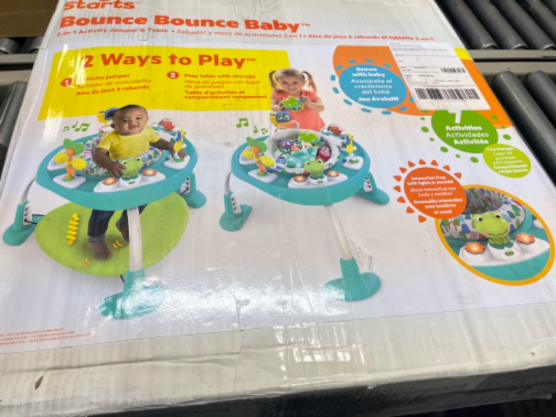 Photo 2 of Bright Starts Bounce Bounce Baby 2-in-1 Activity Center Jumper & Table - Playful Pond (Green), 6 Months+