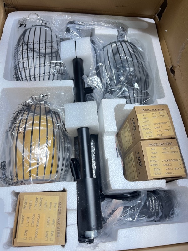 Photo 1 of LTBLIGHT 68" H Dimmable Floor Lamp Retro, Industrial 3-Light Standing Lamp, Tree Floor Lamps Black with Bright 3X 800LM LED Edison Bulbs, Farmhouse Tall Floor Light for Living Room Bedroom Office