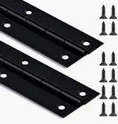 Photo 1 of 2 PCS Black Piano Hinge24 inch Heavy Duty Stainless Steel Piano Hinge Continuous Hinge for Cabinet, Door, DIY Wood Boxes, 