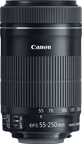 Photo 1 of Canon - EF-S55-250mm F4-5.6 IS STM Telephoto Zoom Lens for EOS DSLR Cameras - Black