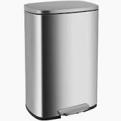 Photo 3 of 13 Gallon/50 L Garbage Can Kitchen Trash Can with Lid for Office Bedroom Bathroom Step Trash Bin Fingerprint-Proof Brushed Stainless Steel 13 Gallon / 50 Liter ** no lid **