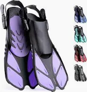 Photo 1 of CAPAS Snorkel Fins, Swim Fins Travel Size Short Adjustable for Snorkeling Diving Adult Men Women Kids Open Heel Swimming Flippers
