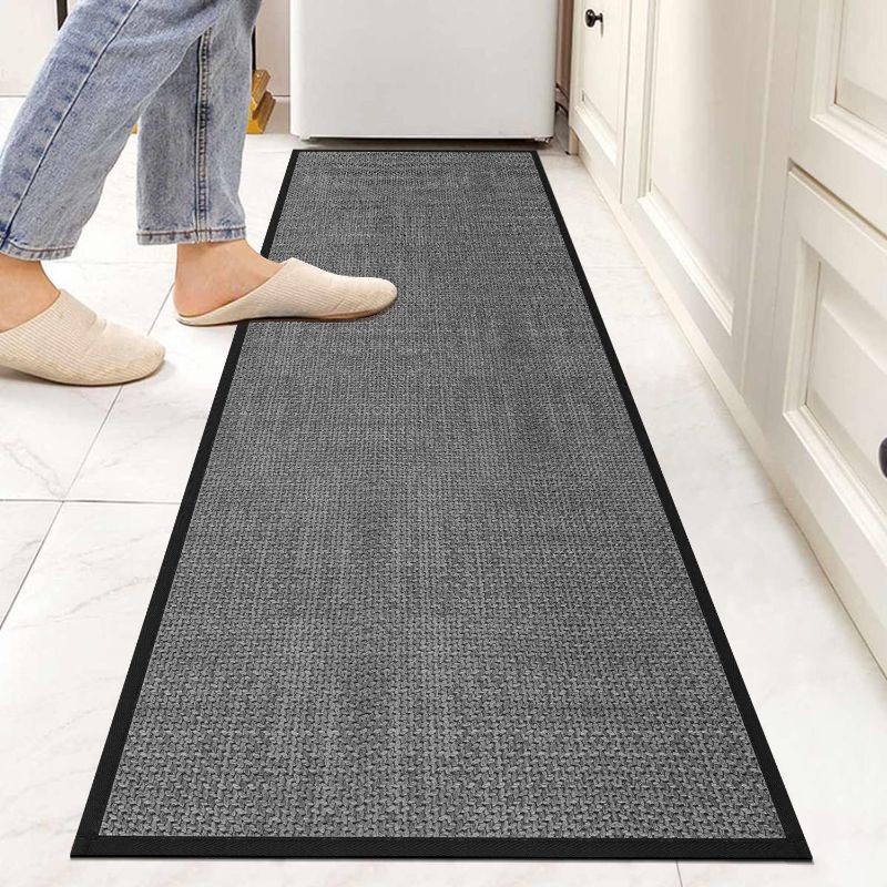 Photo 1 of  Kitchen Runner Rugs Non Skid Washable, Absorbent Kitchen Carpet Jute Kitchen Rugs Grey, Gray Rubber Backed Ergonomic Comfort Home Kitchen Mats Non Slip