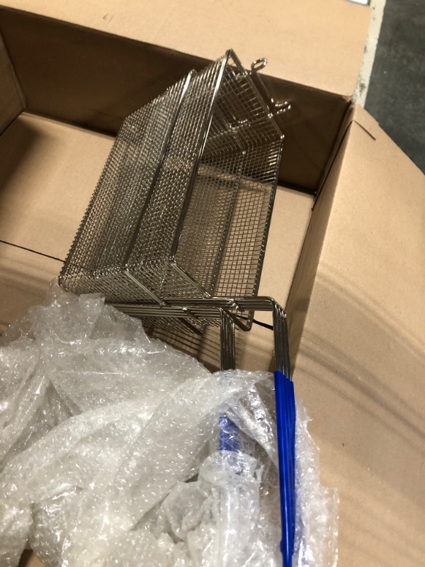 Photo 1 of 2PCS Deep Fryer Basket With Non-Slip Handle Heavy Duty Nickel Plated Iron Construction 13 1/4" x 6 1/2" x 6" Commercial Use