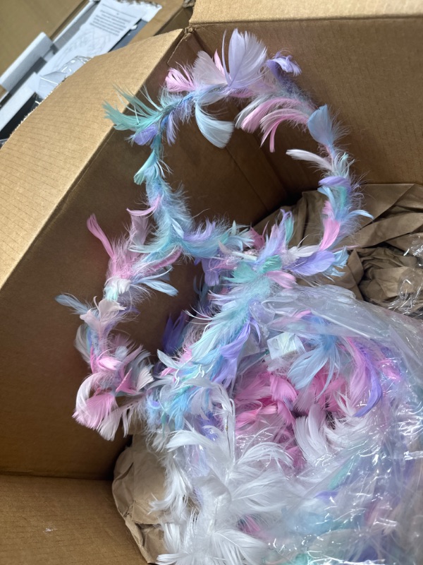 Photo 1 of 50 Pieces LED Feather Crown Headband Light up Bulk Girls Hair Accessories Luminous Flashing Decor Feather Headband Adjustable Light up Headband Festival Feather Wreath for Women (Colorful) As Pictures Shown