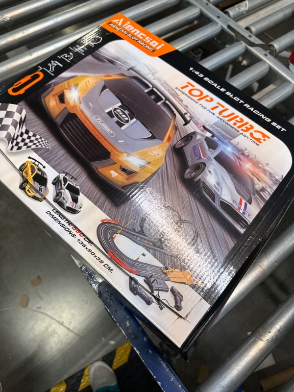 Photo 2 of Electric High-Speed Slot Car Race Car Track Sets with 2 1:43 Scale Slot Cars and 2 Hand Controllers with Headlights and Dual Racing, Toys Gifts for 6 7 8 9 10 11 12 Boys Girls