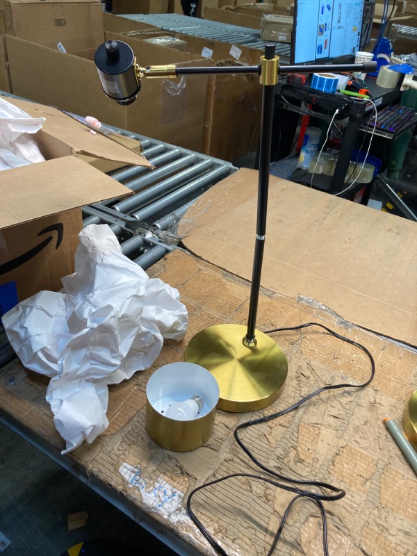 Photo 1 of 22.2“ Modern Industrial Desk Lamp for Reading LED Metal Table Lamp Light for Office Bedroom Study Room Living Room Nightstand Bedside Lamps Gold and Matte Black Accent Finish