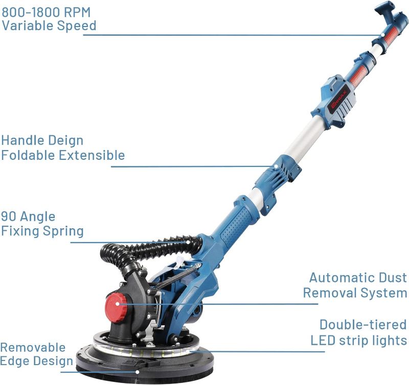 Photo 1 of **HEAVILY USED/ FOR PARTS** Enhulk Drywall Sander, 900W 7.2A Electric Drywall Sander with Vacuum Auto Dust Collection