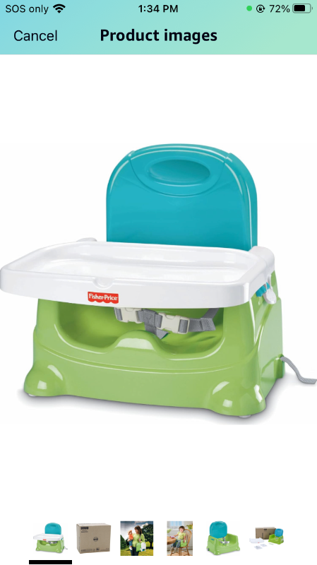 Photo 1 of Fisher-Price Portable Toddler Booster Seat, Healthy Care, Travel Dining Chair with Dishwasher Safe Tray, Green