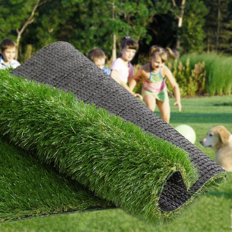 Photo 1 of 3 ft width Synthetic Fake Grass Rug, Indoor/Outdoor Realistic Turf Grass Lawn Mat for Dogs Pets, Patio, Landscape, Garden, Custom Size unknown length