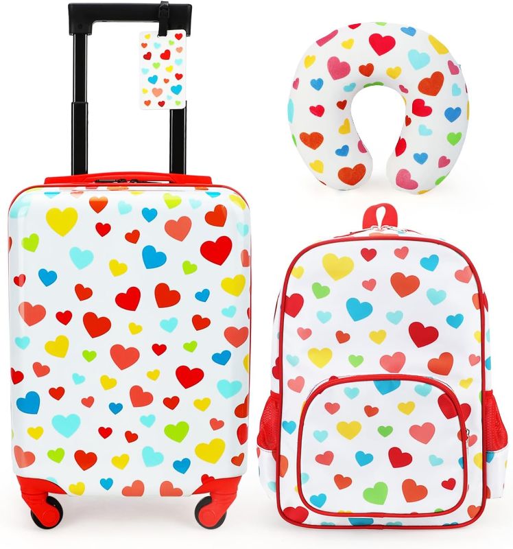 Photo 1 of emissary Kids Luggage With Wheels For Girls, 3 Piece Luggage Set, Childrens Luggage For Girls With Wheels, Kids Suitcases With Wheels For Girls, Toddler Suitcase For Girls, Travel Luggage For Kids