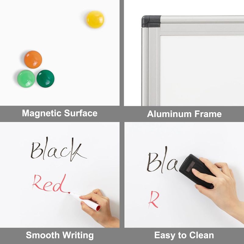 Photo 1 of omix Magnetic Dry Erase Board, 48" x 36" Wall Mounted Whiteboard, Aluminum Frame White Board with Pen Tray for Office School Home