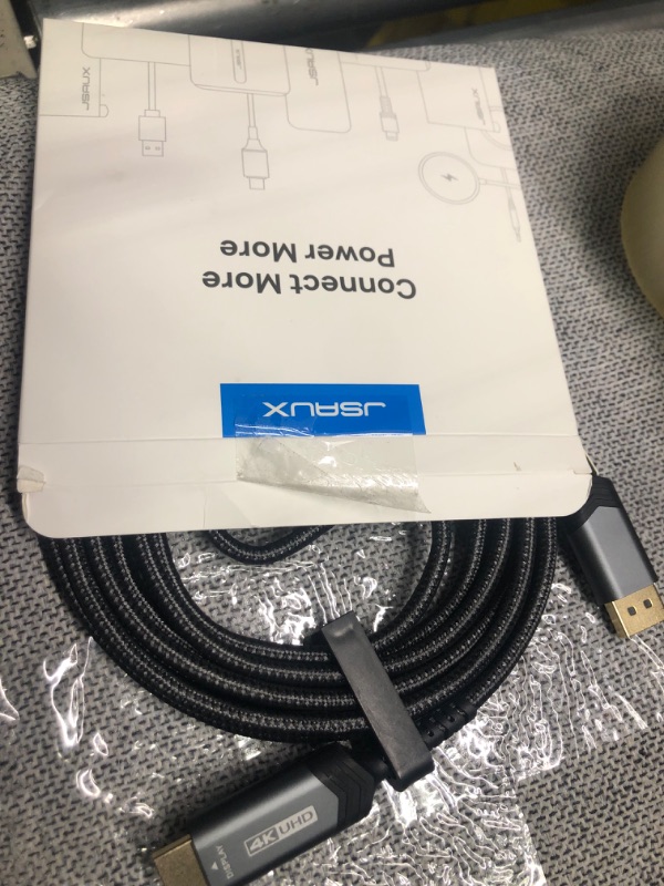 Photo 2 of 4K DisplayPort to HDMI Cable 10FT, JSAUX DP to HDMI Male Video UHD 2K@120Hz,4K@30 Nylon Braided DP to HDTV Uni-Directional Cord for Dell, Monitor, Projector, Desktop, AMD, NVIDIA, Lenovo, HP,ThinkPad 10FT Grey 1