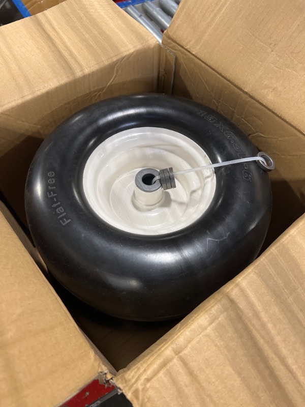 Photo 3 of New Flat Free Mower Tire on Steel Wheel 13x6.50-6 for 38"-68" Deck Commercial Lawn Mowers Tractor - Hub 4"-7.1" with 3/4" Greased Bushing 136506 T161 (2 Pack)