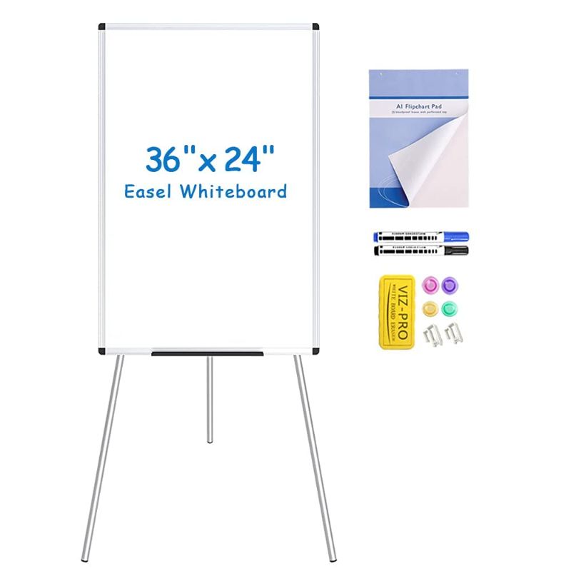 Photo 1 of VIZ-PRO Whiteboard Easel, 36 x 24 Inches, Portable Dry Erase Board Height Adjustable with Flipchart Pad