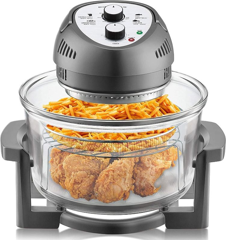 Photo 1 of Big Boss 16Qt Glass Air Fryer Oven – Extra Large Non Toxic Air Fryer Halogen Oven with 50+ Air Fryers Recipe Book for Quick + Easy Meals for Entire Family, AirFryer for Healthier Crispy Foods – Gray
