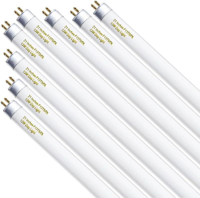 Photo 1 of 21 Inch T5 Fluorescent Bulbs 13 Watt Daylight 6500K, F13T5D Under Cabinet Lights Bulb, 750 Lumen G5 Base 8 Count
