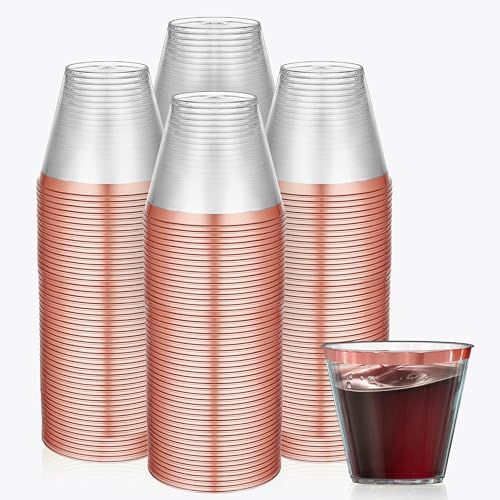 Photo 1 of 100 Pack Rose Gold Cups for Party - Plastic Cups 9 Oz - Party Cups Disposable - Premium Heavy Duty Rose Gold Plastic Cups - Rose Gold Wine Glasses for
