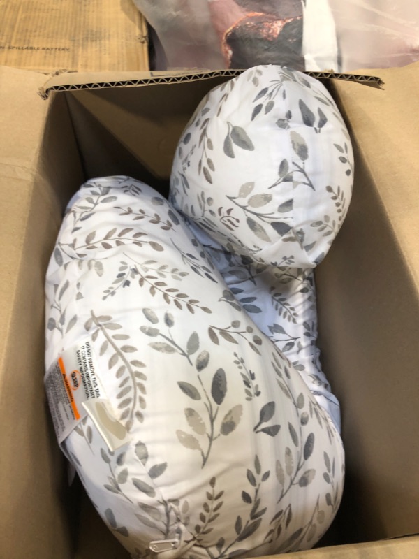 Photo 1 of Boppy Nursing Pillow and Positioner—Original | Gray Taupe Watercolor Leaves | Breastfeeding, Bottle Feeding, Baby Support | with Removable Cotton Blend Cover | Awake-Time Support
