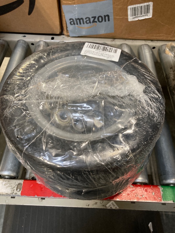 Photo 1 of 11x4.00-5 lawn mower tires flat free, Solid Smooth Tires and Wheel with 3/4" or 5/8" & 1/2" Precision bearings, 3.4"-5" Centered Hub, for Zero-Turn Lawn Mowers, Extra Universal Adapter Kit (2 Pack)