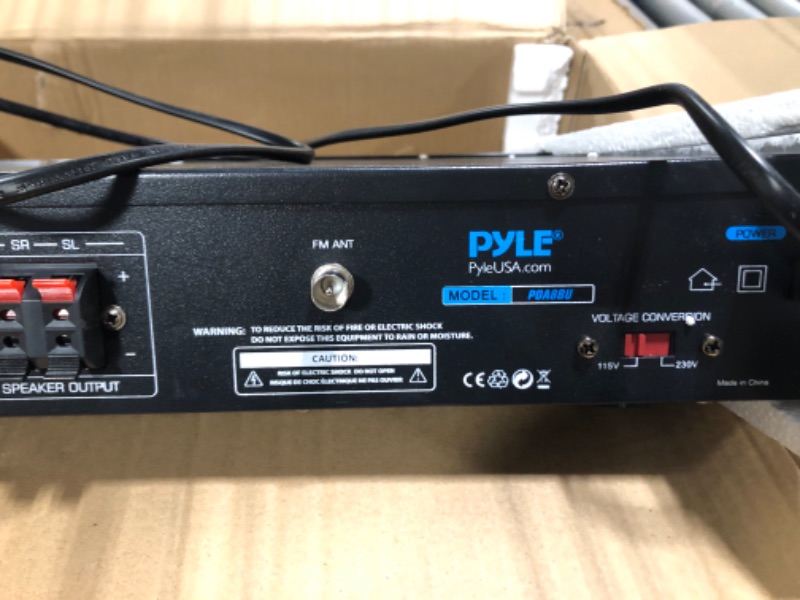 Photo 6 of ***FOR PARTS ONLY NO RETURNS***Pyle Wireless Bluetooth Audio Amplifier - 5 Channel Sound Stereo Amp for Home Speakers - Multi-Source 1/4” Audio/Microphone Input, MP3/USB/SD, AUX, FM Radio - FM Antenna, Remote Control - PDA8BU Elite Features