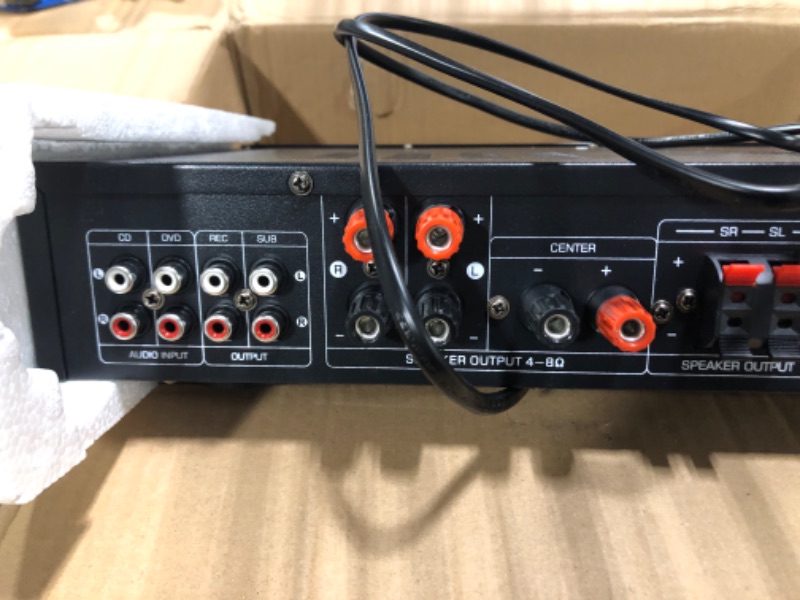 Photo 3 of ***FOR PARTS ONLY NO RETURNS***Pyle Wireless Bluetooth Audio Amplifier - 5 Channel Sound Stereo Amp for Home Speakers - Multi-Source 1/4” Audio/Microphone Input, MP3/USB/SD, AUX, FM Radio - FM Antenna, Remote Control - PDA8BU Elite Features