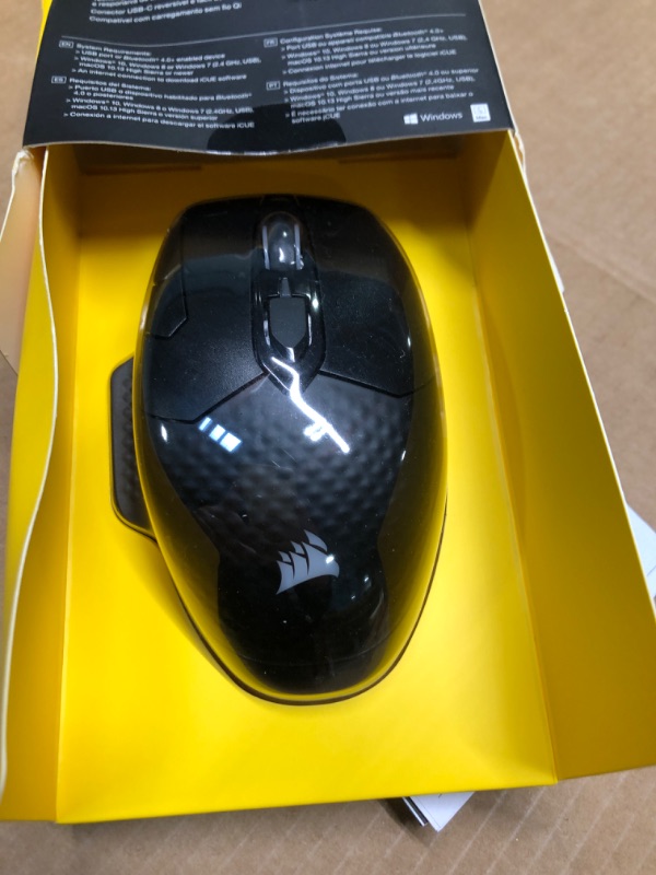 Photo 4 of Corsair Dark Core RGB Pro SE, FPS/MOBA Gaming Mouse with SLIPSTREAM Technology, Black, Backlit RGB LED, 18000 DPI, Optical, Qi wireless charging certified Qi Wireless Charging Gaming Mouse***USED*** 