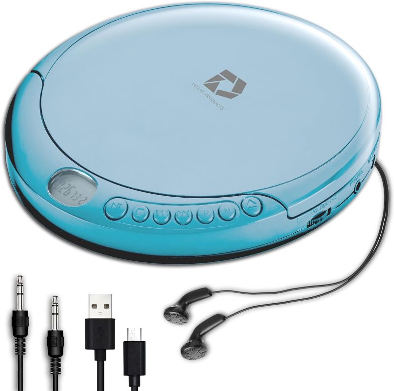 Photo 1 of Deluxe Products CD Player Portable with 60 Second Anti Skip, Stereo Earbuds, Includes Aux in Cable and AC USB Power Cable for use at Home or in Car Black_CD