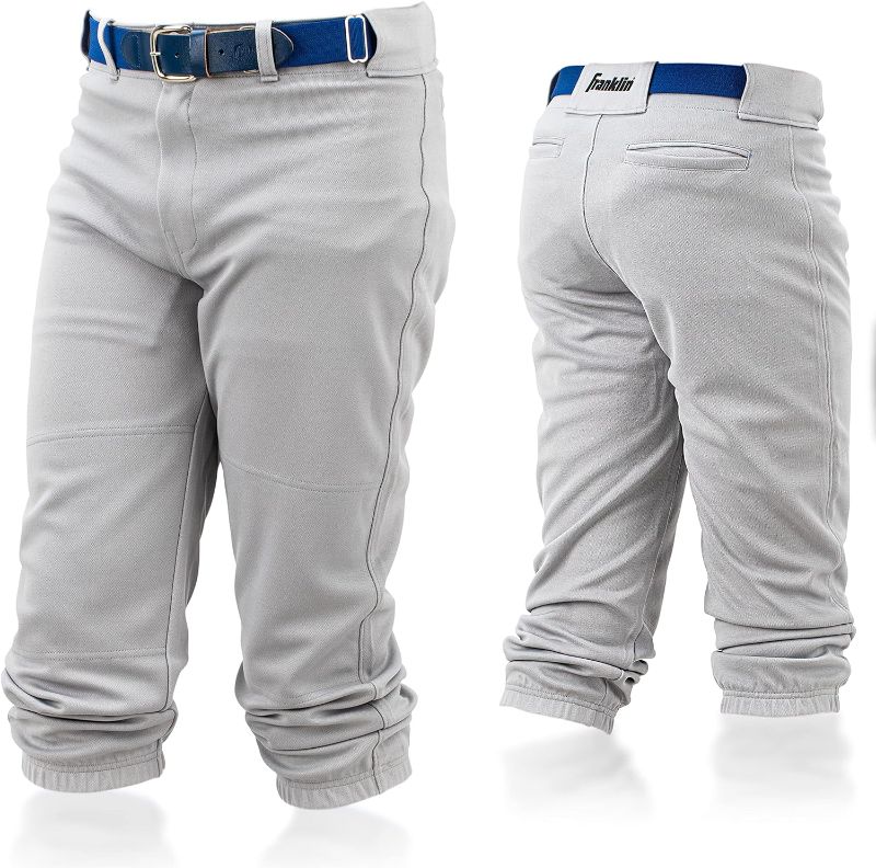 Photo 1 of Franklin Sports Youth Baseball + Softball Pants - Knee High + Relaxed Fit Kids Baseball Pants - White size y-xs