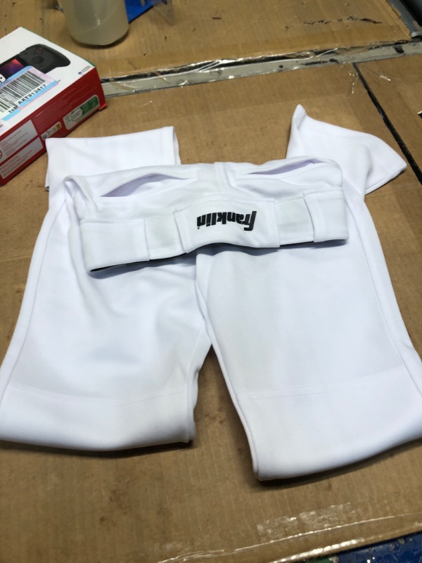 Photo 4 of Franklin Sports Youth Baseball + Softball Pants - Knee High + Relaxed Fit Kids Baseball Pants - White size y-xs