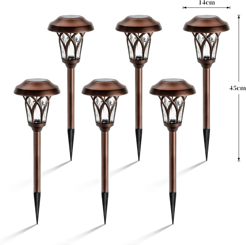 Photo 1 of  Solar Pathway Lights 6 Pack, Solar Landscape Lights Warm White, Super Bright High Lumen Waterproof Metal Automatic Solar Yard Lights for Path,..