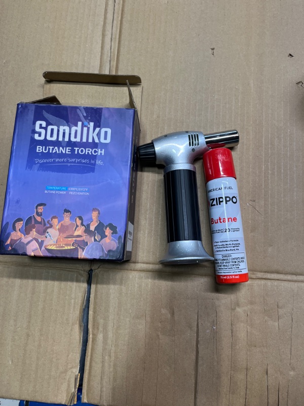 Photo 3 of Sondiko Butane Torch Kit HB1513 and S907, Refillable Butane Torch Lighter with Safety Lock, Adjustable Flame for Dessert, Creme Brulee(Butane Gas Not Included)