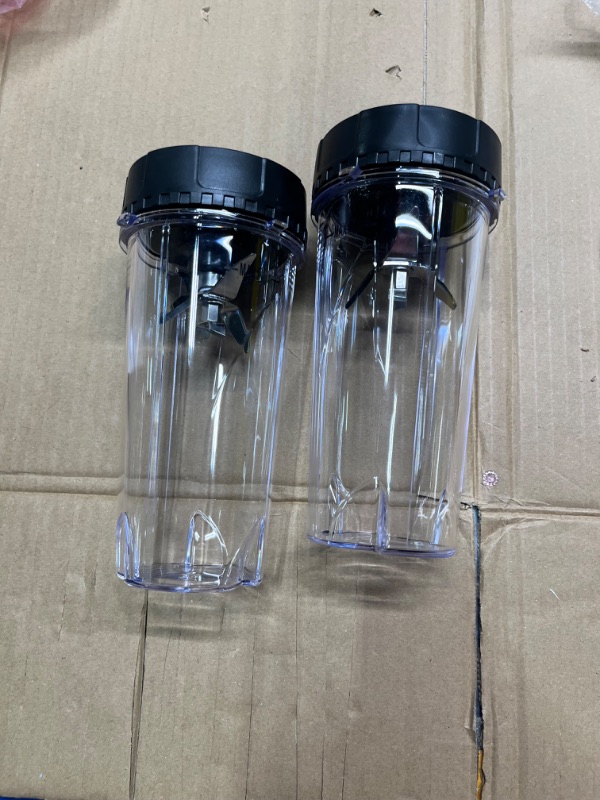 Photo 1 of 2 Pack 6 Fins Blender Blade Assembly and Single Serve 16 oz Cups Replacement Parts Compatible with Nutri Ninja BL770 BL771 BL772 BL740 BL780 BL660 BL663 Professional Smoothie Blender (3.35 inch) 2 blades and 2 cups ***USED*** 