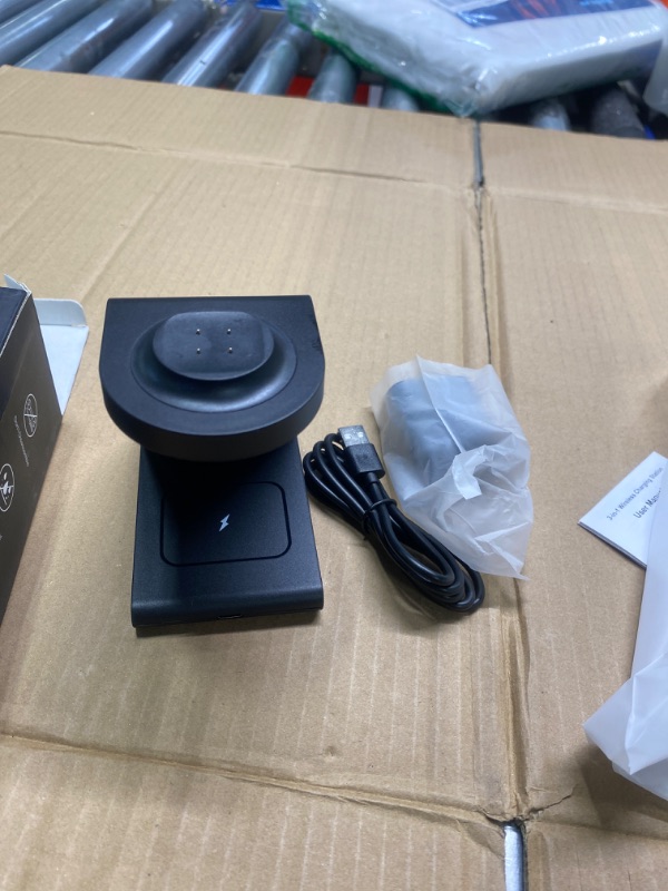 Photo 2 of Wireless Charger Stand for Fitbit Versa 4/Versa 3/Sense 2/Sense and Pixel Watch 2,3 in 1 Charging Station Dock for iPhones,Galaxy Phones,for Galaxy Buds Pro,AirPods